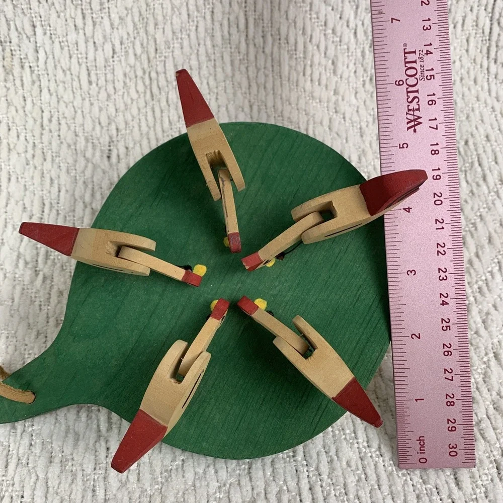 Folk Art Hand Painted Wooden Handmade Vintage Pecking Chickens Motion Paddle Toy